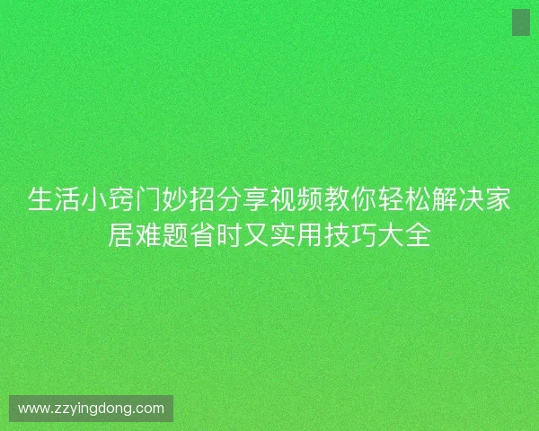 生活小窍门妙招分享视频教你轻松解决家居难题省时又实用技巧大全